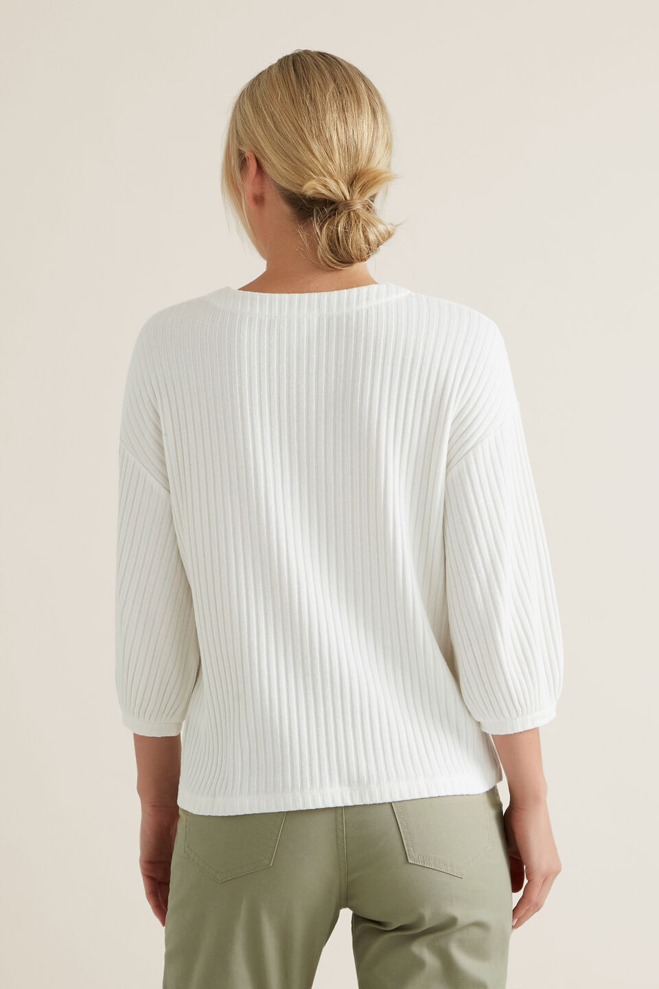 Blouson Sleeve Rib Top  