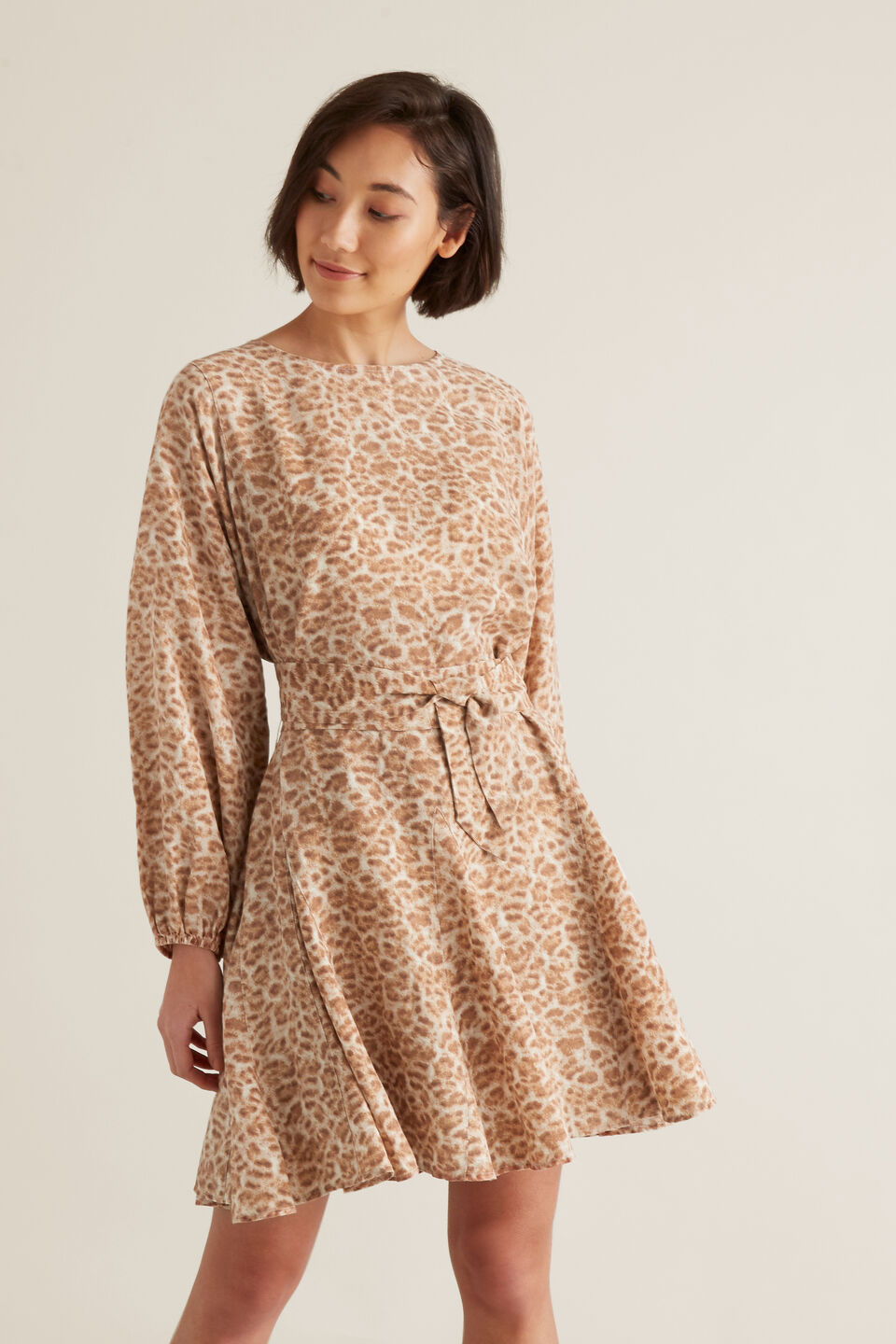 Fluted Animal Print Dress  