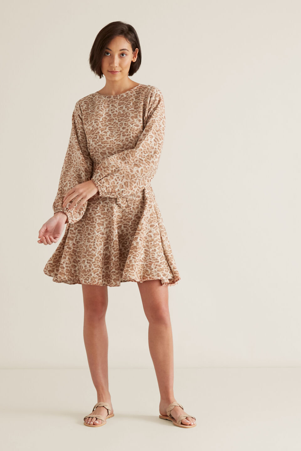 Fluted Animal Print Dress  