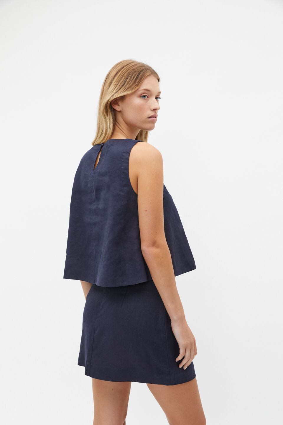 Core Linen Shell Top  Midnight Sky