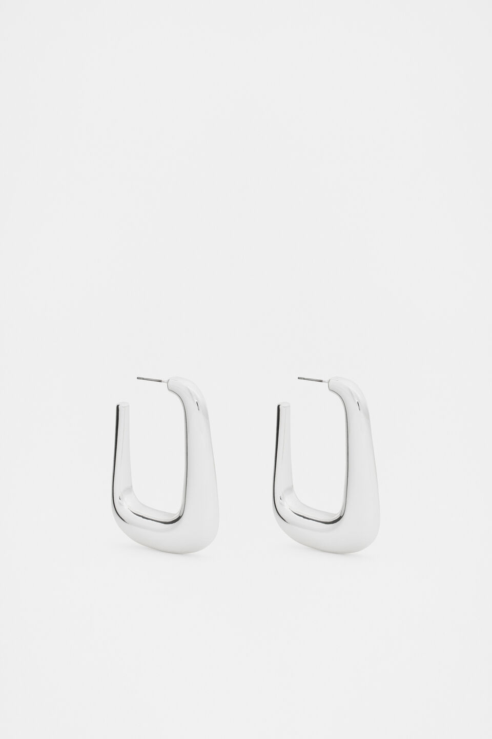 Large Rectangular Hoop  Silver