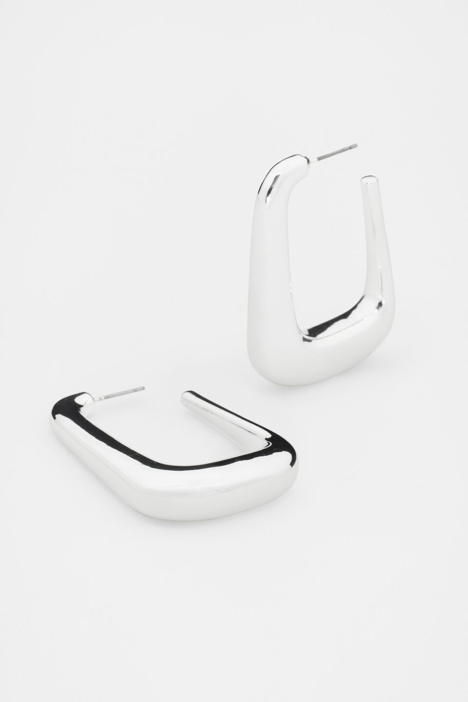 Large Rectangular Hoop  Silver