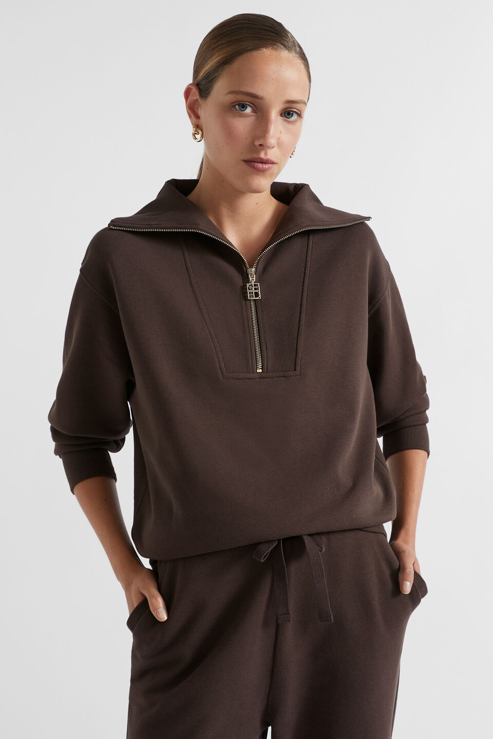 Core Heritage Half Zip Sweat  Dark Espresso