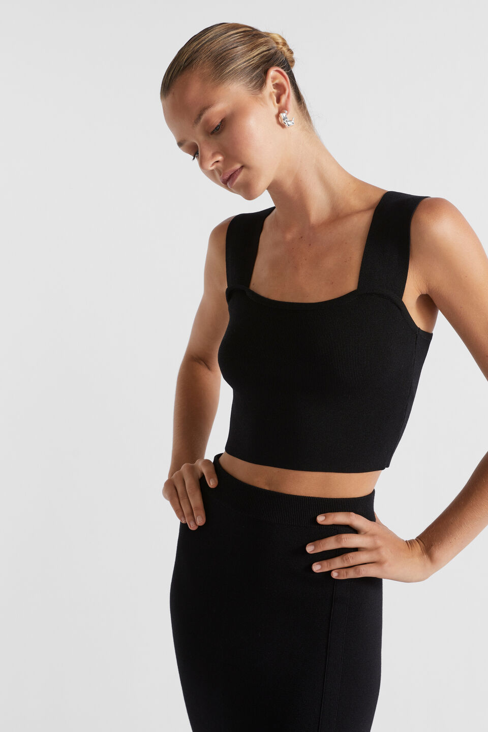 Crepe Knit Bodice  Black