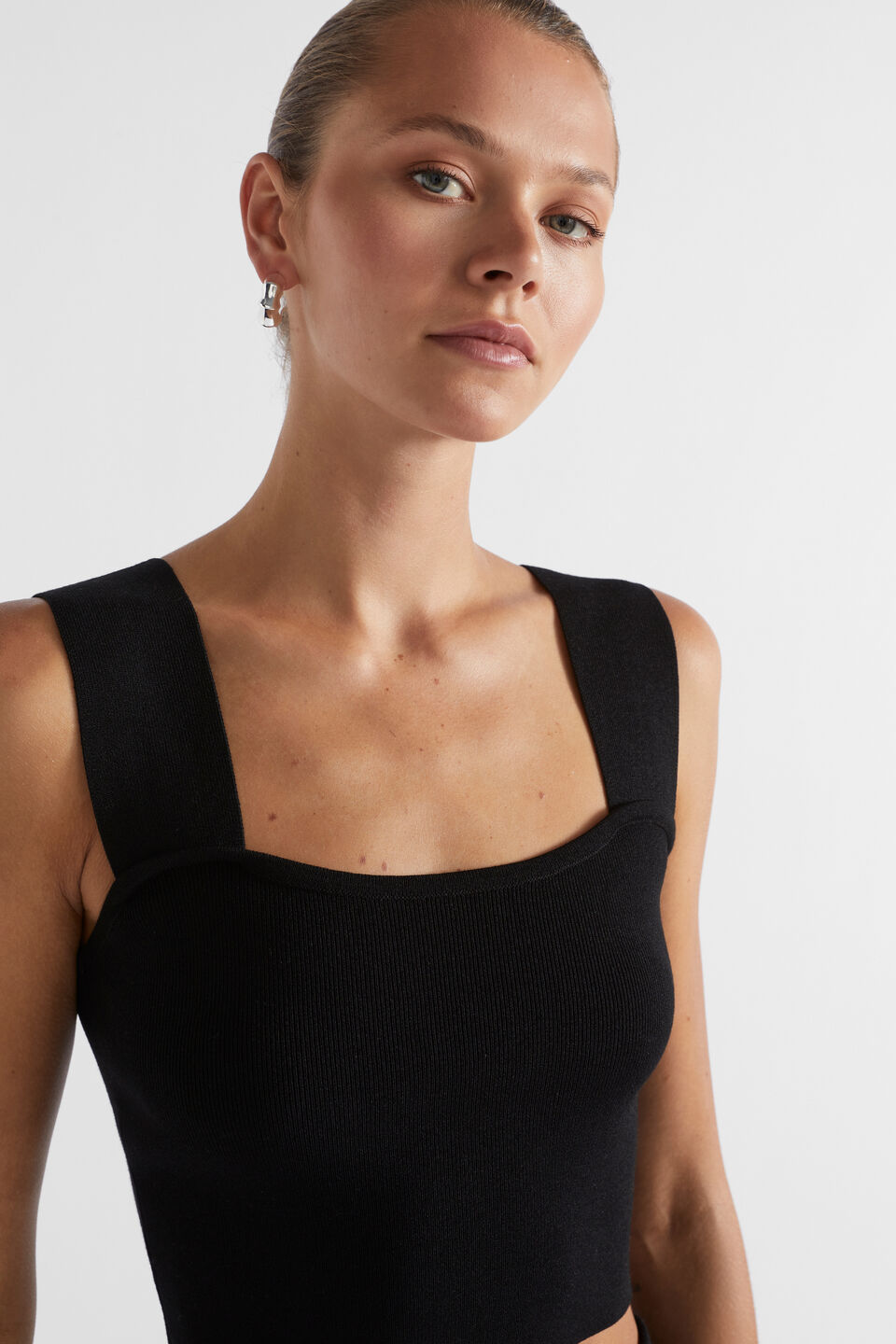 Crepe Knit Bodice  Black