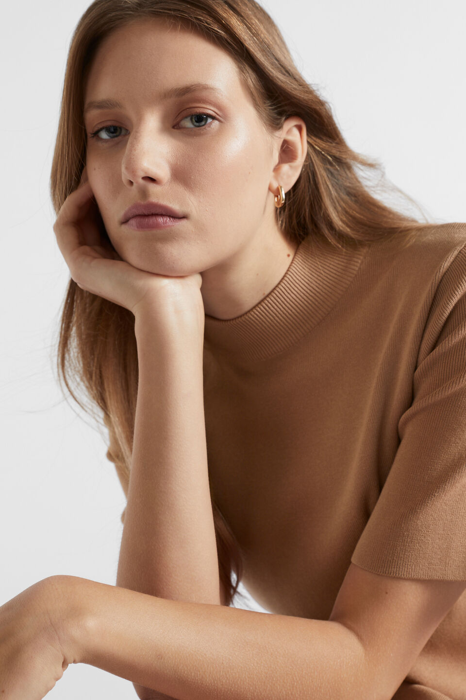 Crepe Knit Shift Dress  Fudge