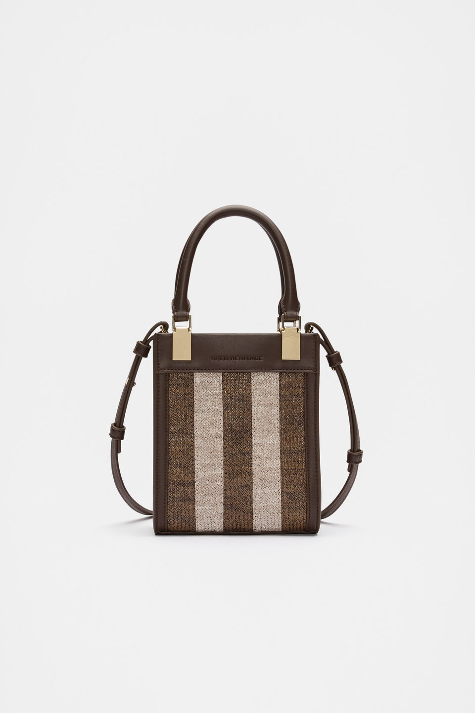 Mini Woven Tote  Dark Espresso