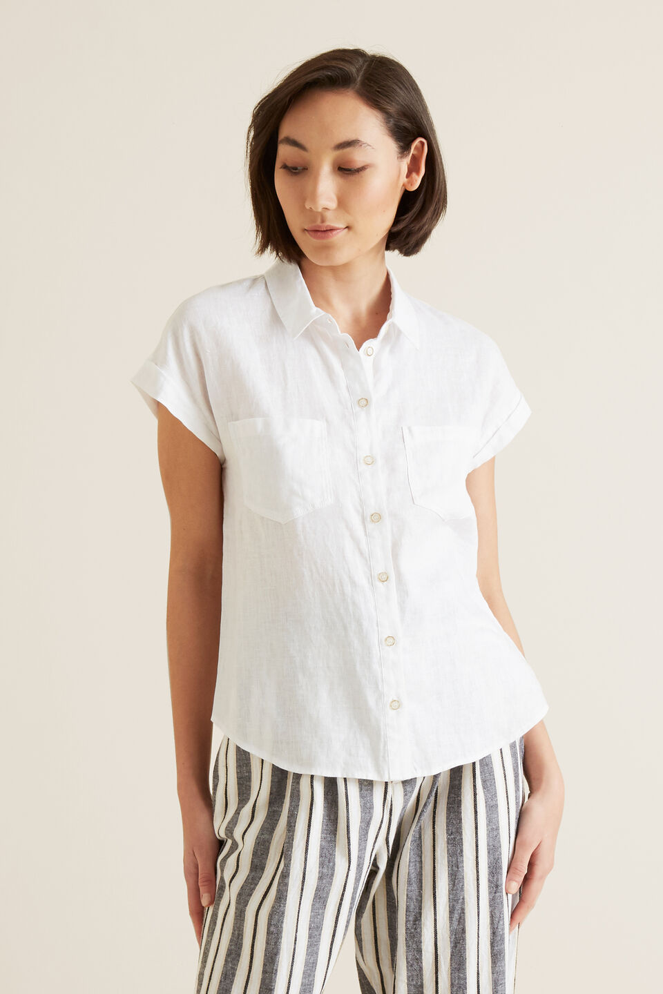 Short Sleeve Linen Shirt  