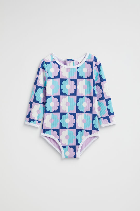 Check Floral Rashsuit  Orchid  hi-res