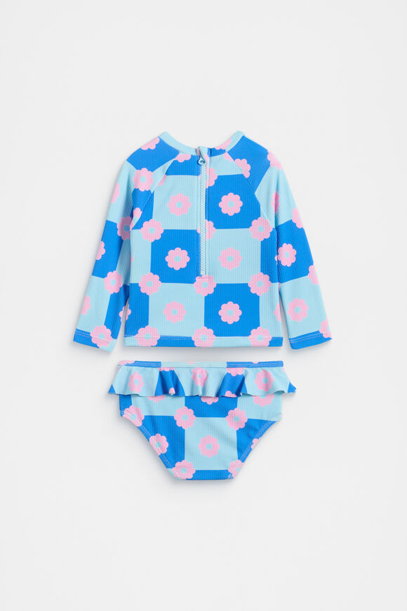 Retro Floral Rashsuit Set  Ocean Blue  hi-res