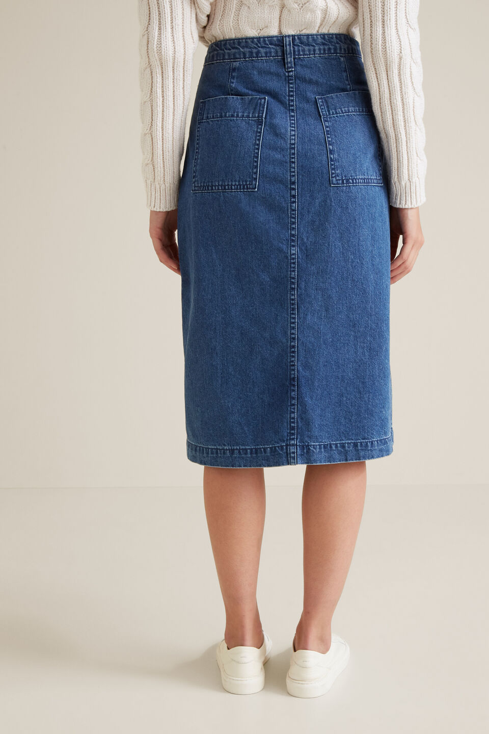 Patch Pocket Denim Midi  