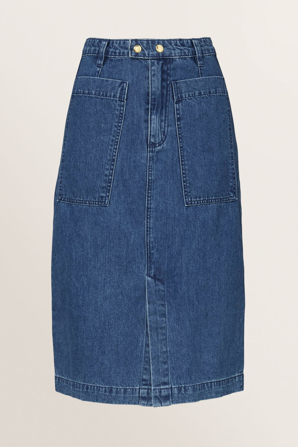 Patch Pocket Denim Midi  