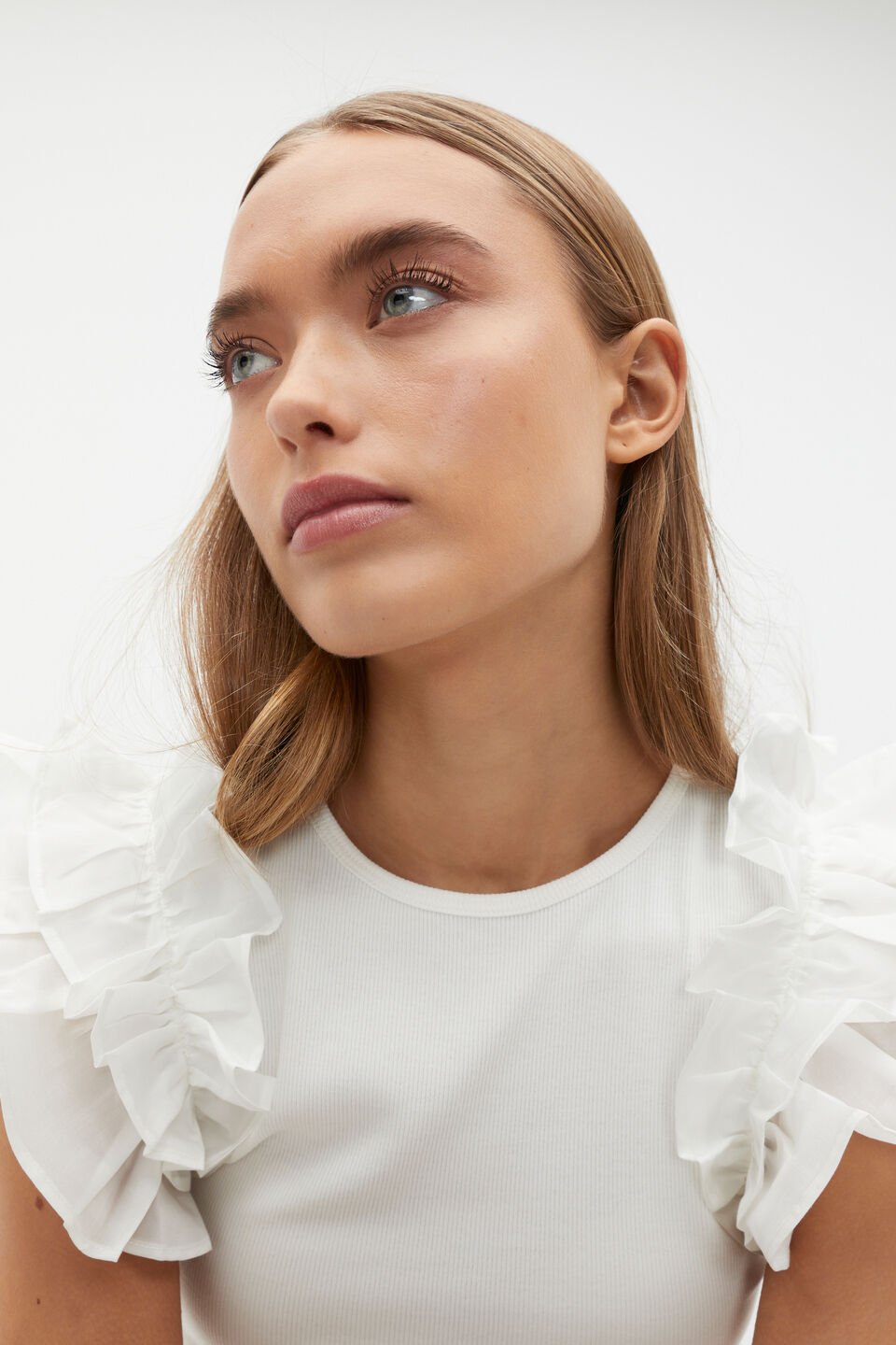 Voile Ruffle Tee  Cloud Cream