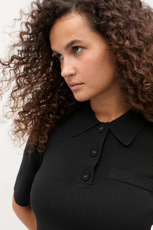 Crepe Knit Polo  Black  hi-res