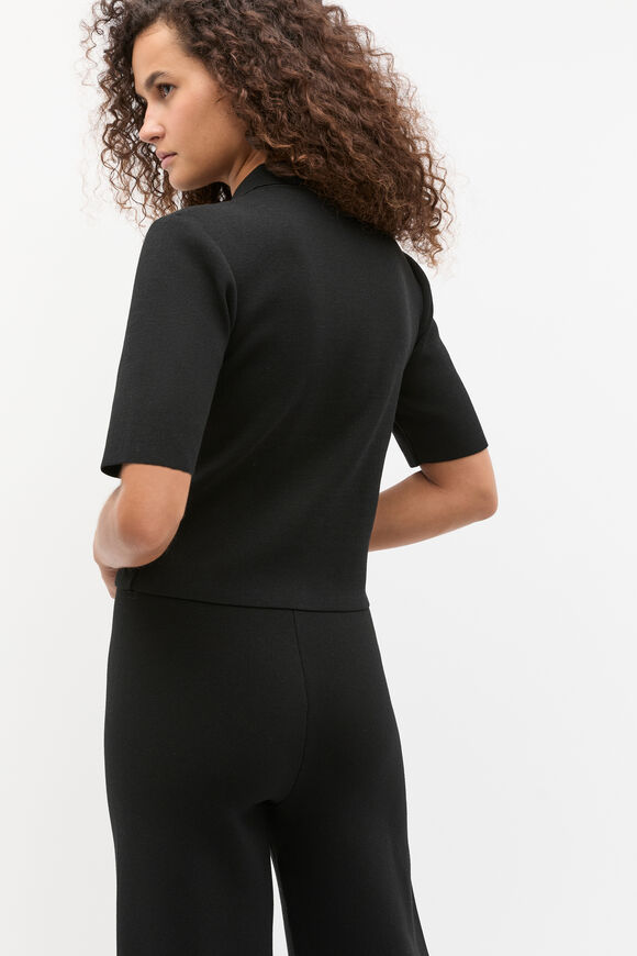 Crepe Knit Polo  Black  hi-res