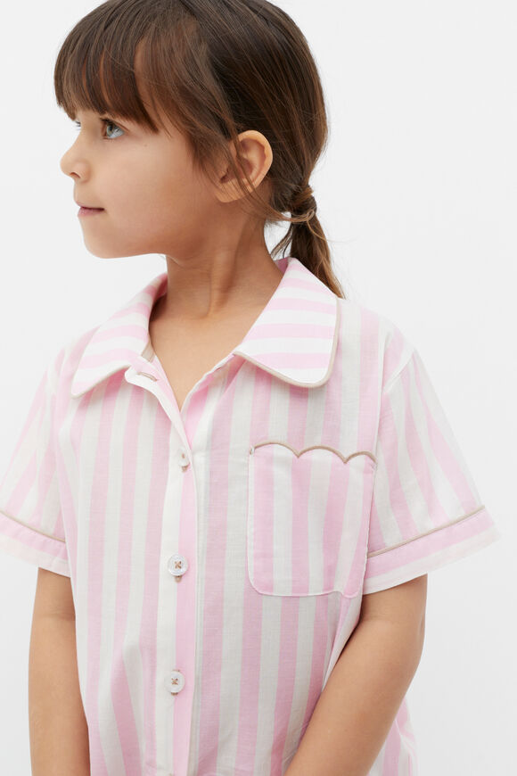 Stripe Scallop Pyjama  Candy Pink  hi-res