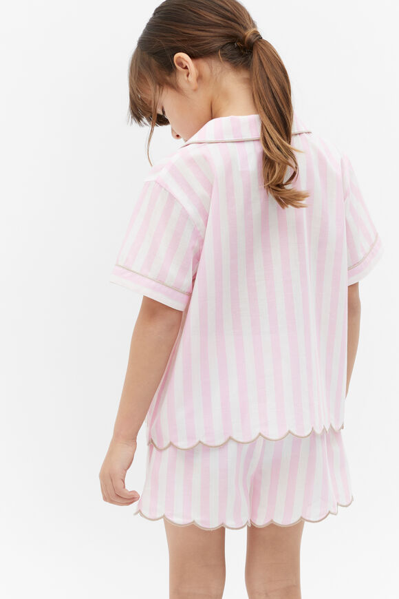 Stripe Scallop Pyjama  Candy Pink  hi-res