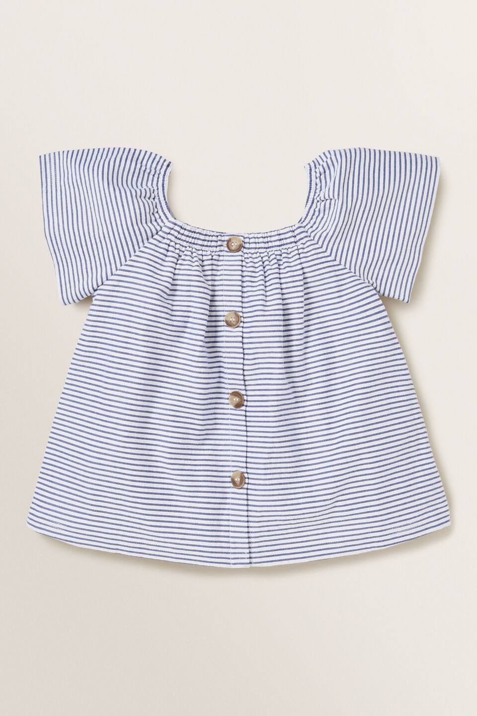 Stripe Button Tee  