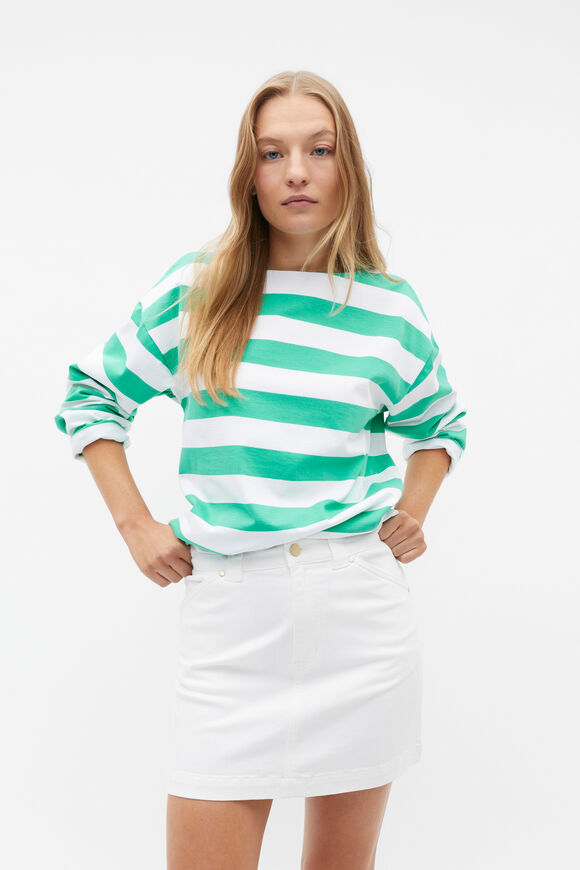 Oversized Stripe Top  Deep Emerald Stripe  hi-res