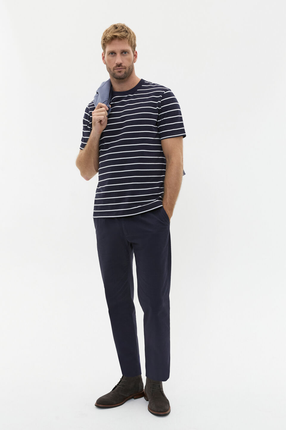 Crew Stripe Tee  Midnight Blue Stripe