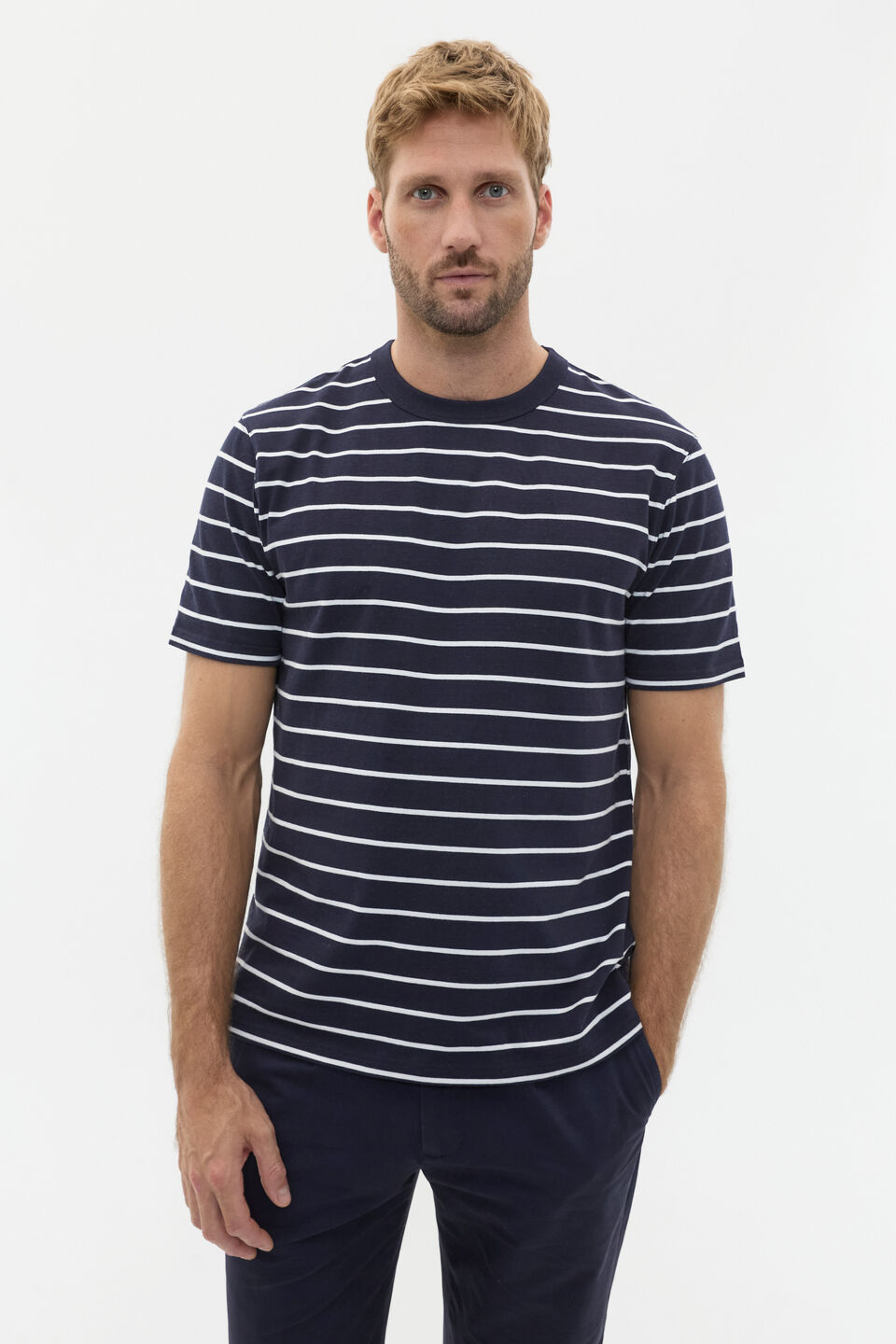 Crew Stripe Tee  Midnight Blue Stripe