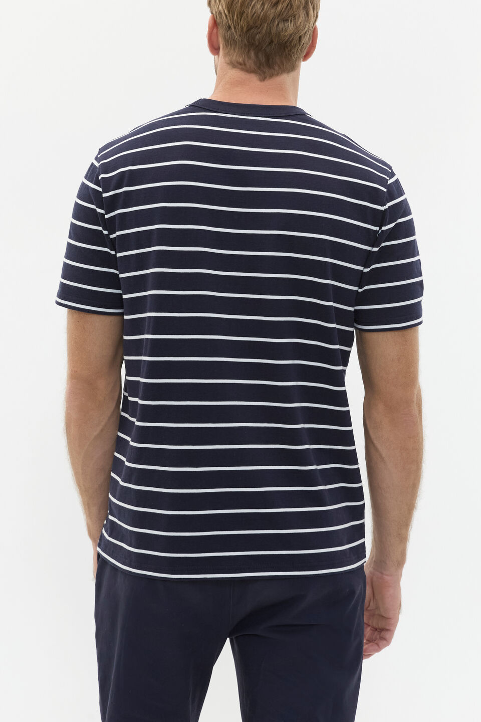 Crew Stripe Tee  Midnight Blue Stripe