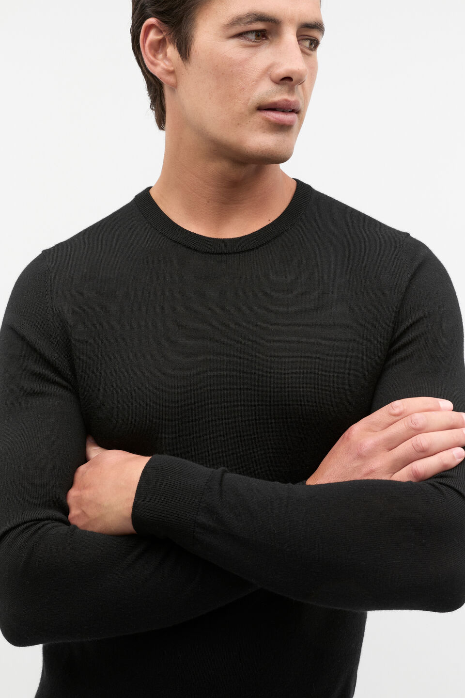 Merino Wool Crewneck  True Black