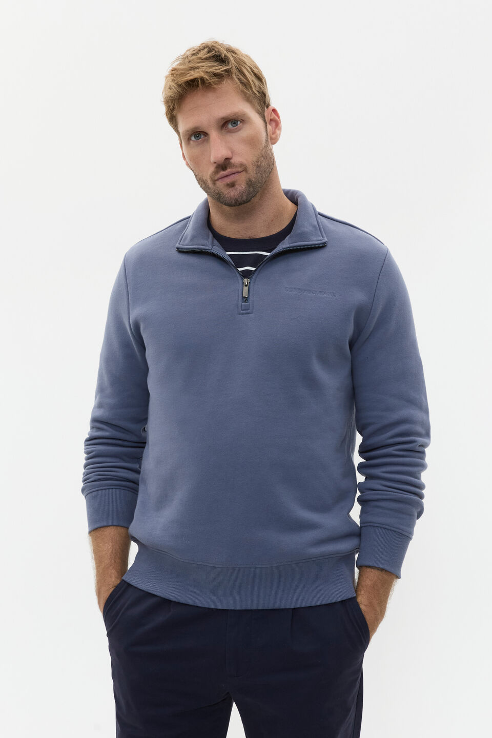 Logo Half Zip  Storm Blue