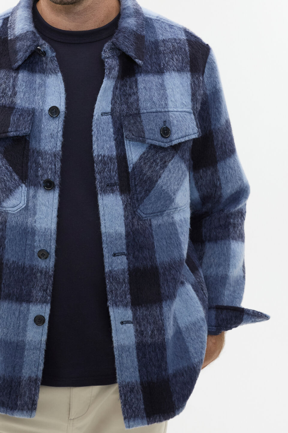 Brushed Check Overshirt  Midnight Multi