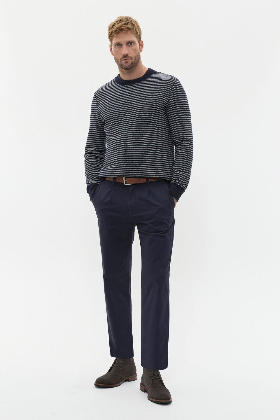 Stripe Crewneck  Midnight Blue Stripe
