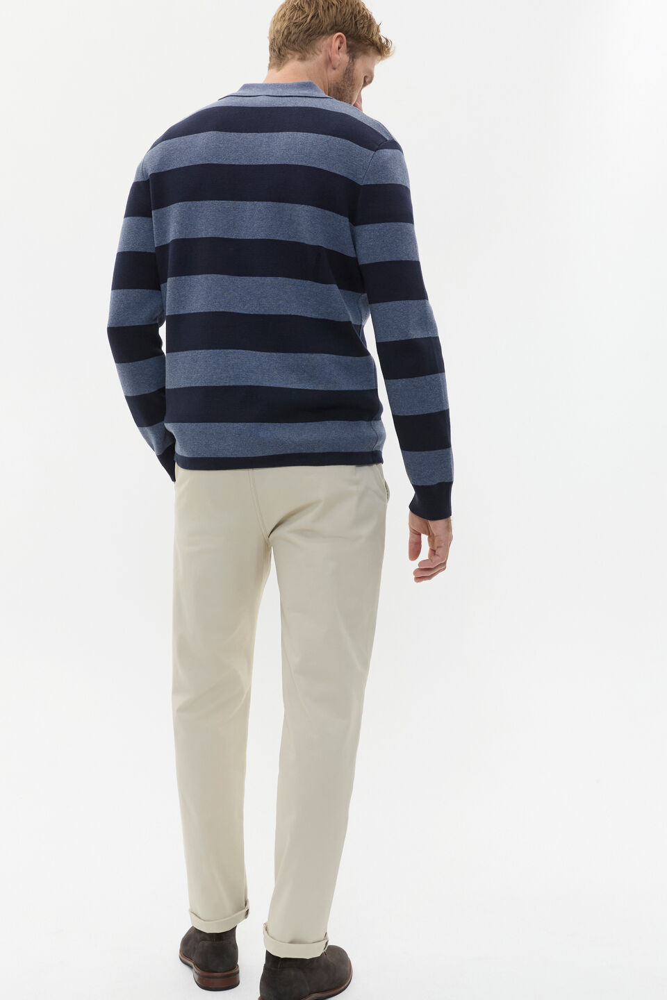 Rugby Polo Knit  Midnight Blue Stripe