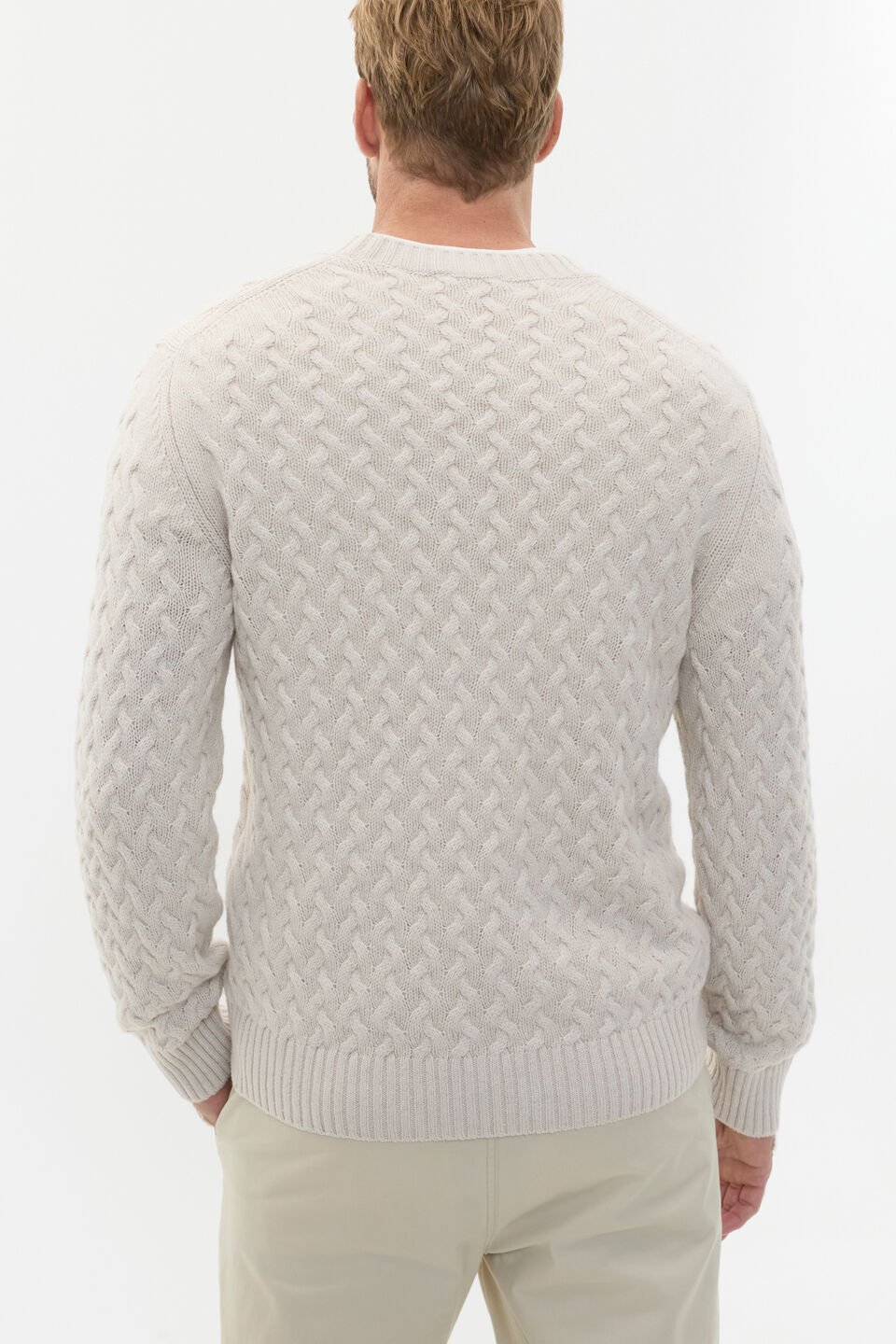 Wool Blend Cable Knit  Cool Stone Marle