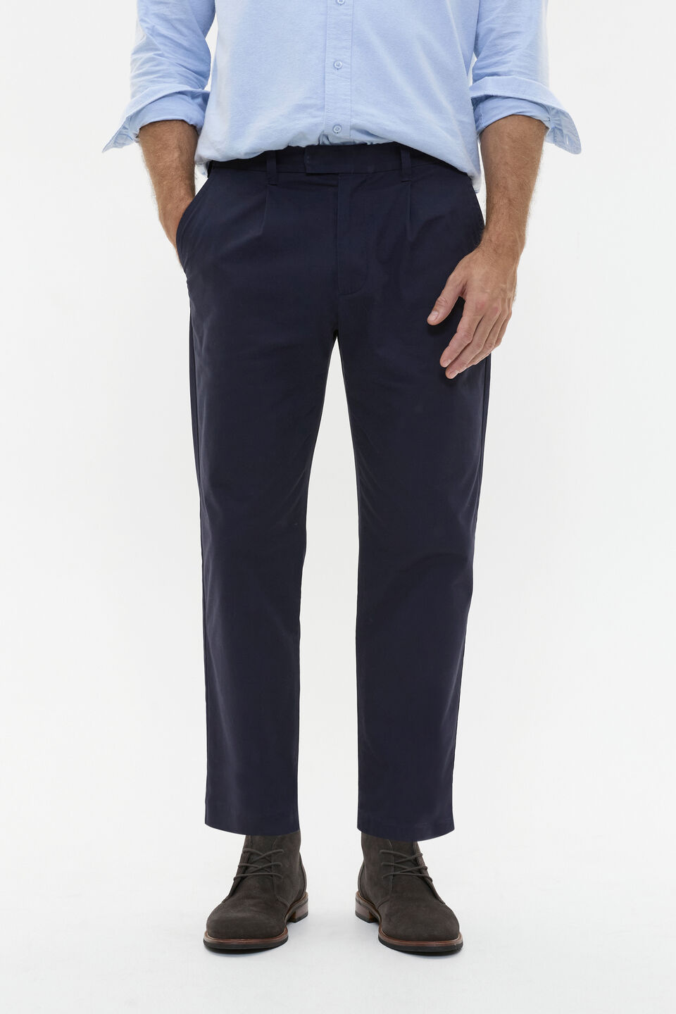 Pleat Front Chino  Midnight Blue