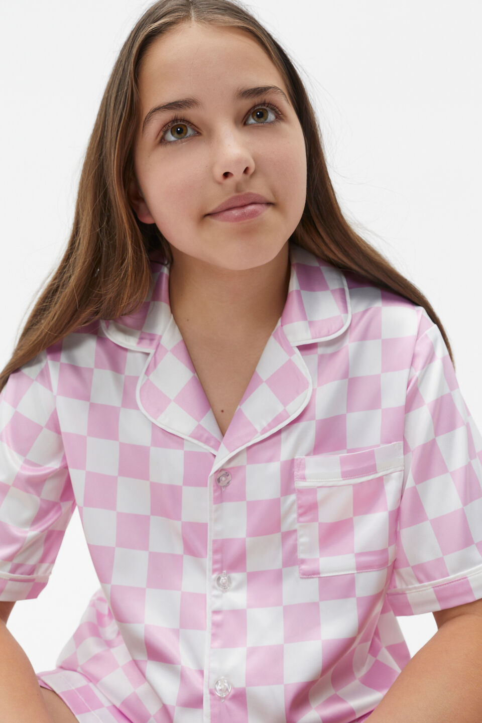 Check Satin Pyjama  Cotton Candy