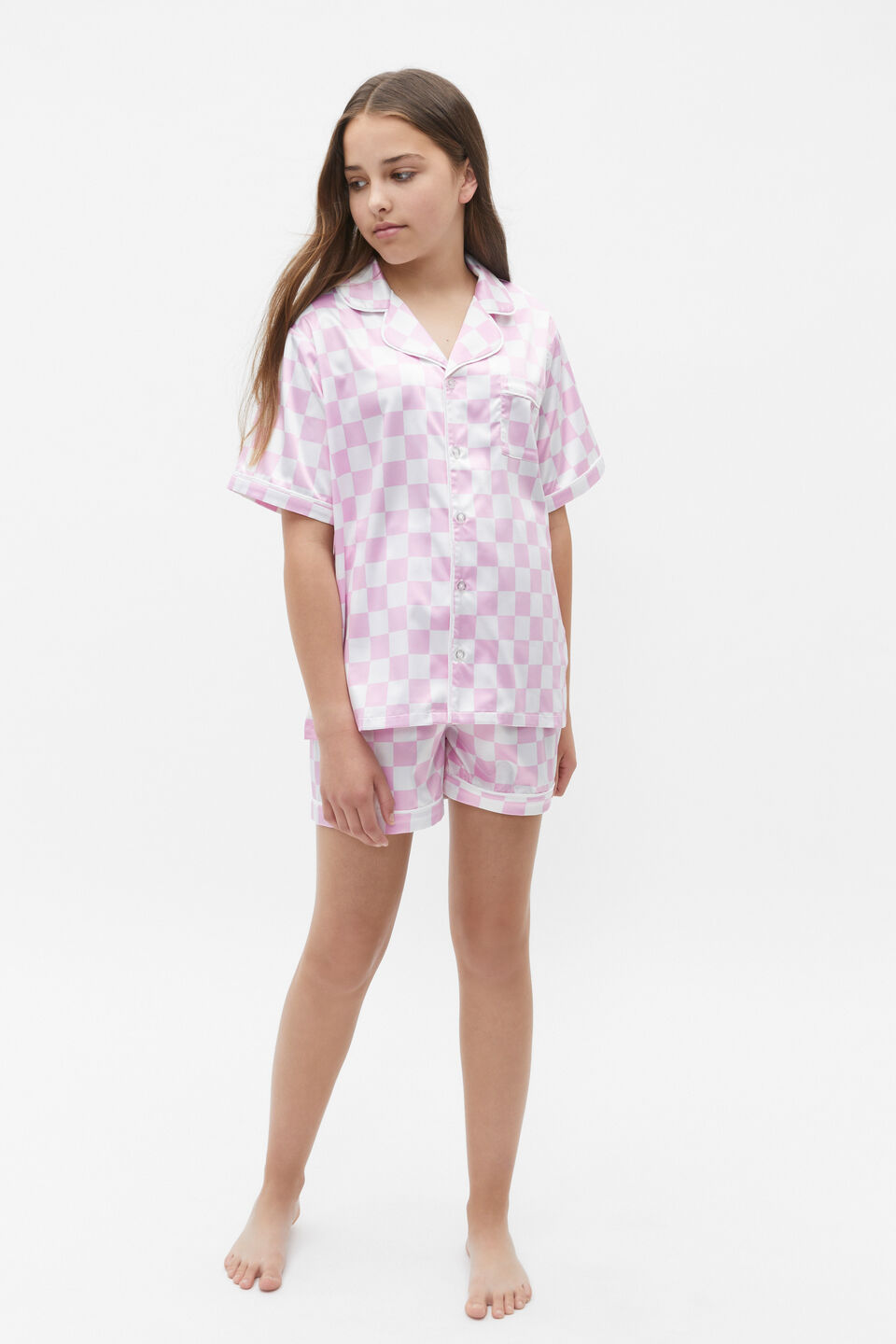 Check Satin Pyjama  Cotton Candy