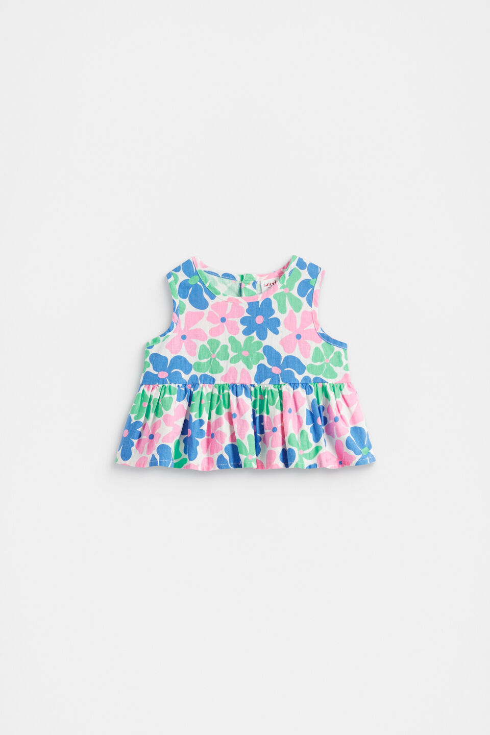 Retro Floral Top  Pine Lime