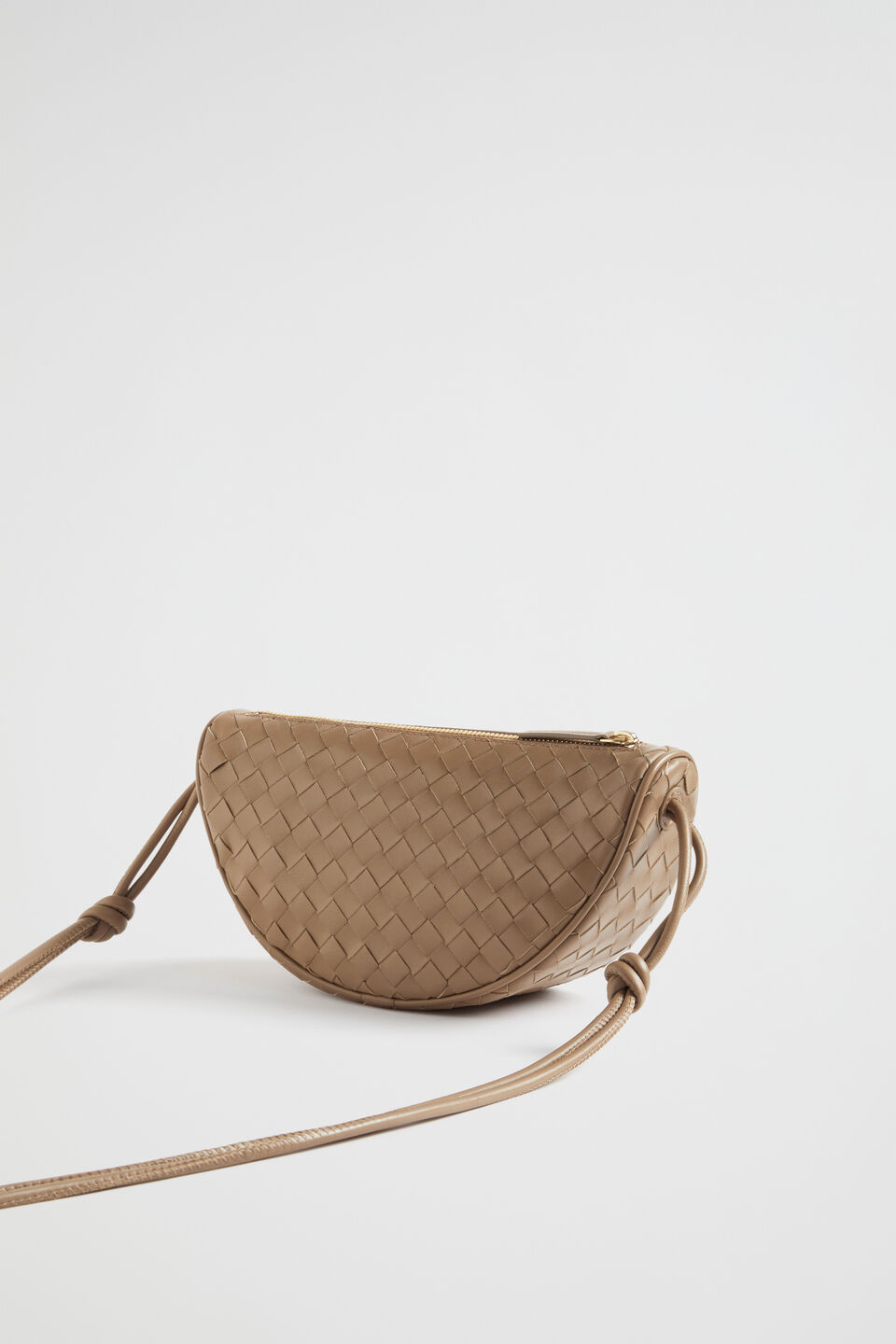 Leather Woven Crossbody Bag  Chocolate