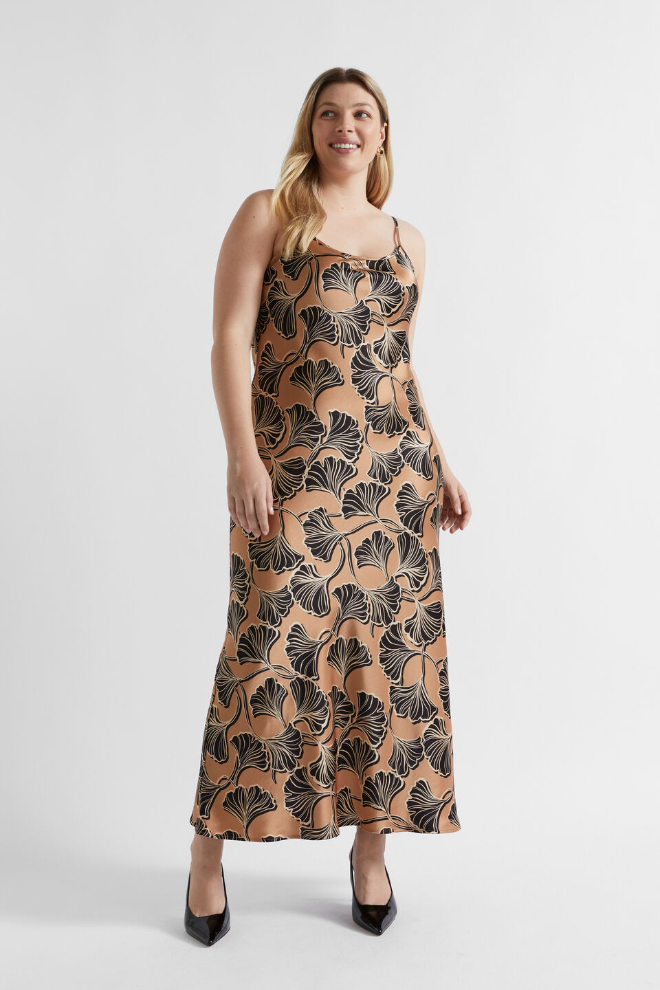 Satin Abstract Floral Slip Dress  Abstract Floral