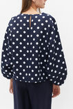 Core Linen Balloon Sleeve Top  Midnight Sky Spot  hi-res