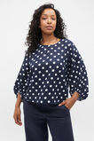 Core Linen Balloon Sleeve Top  Midnight Sky Spot  hi-res