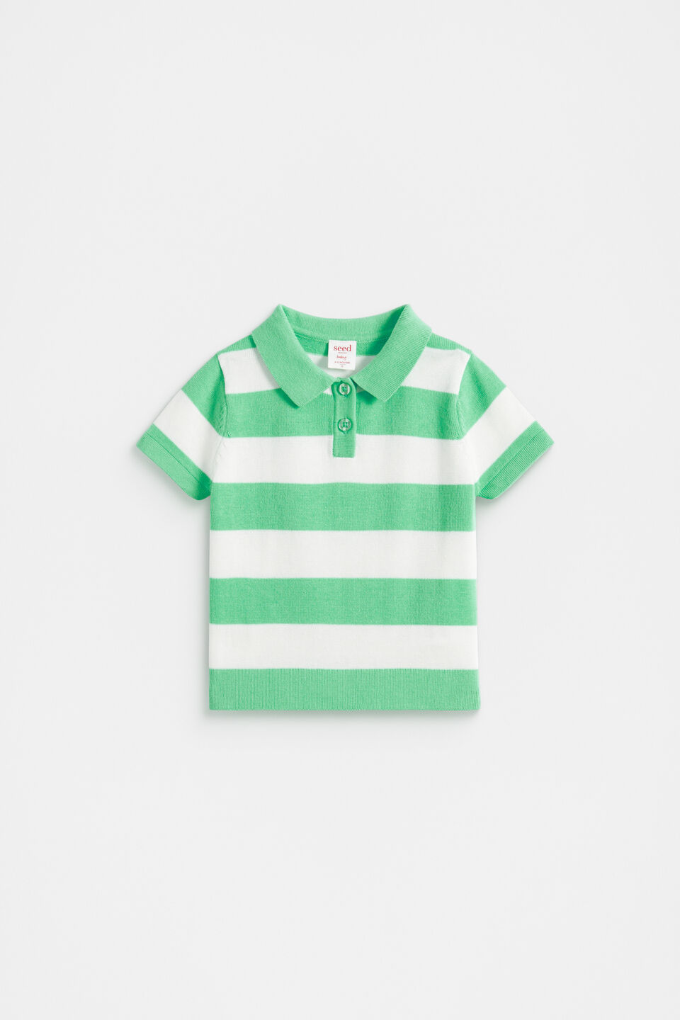 Knitted Stripe Polo  Pine Lime