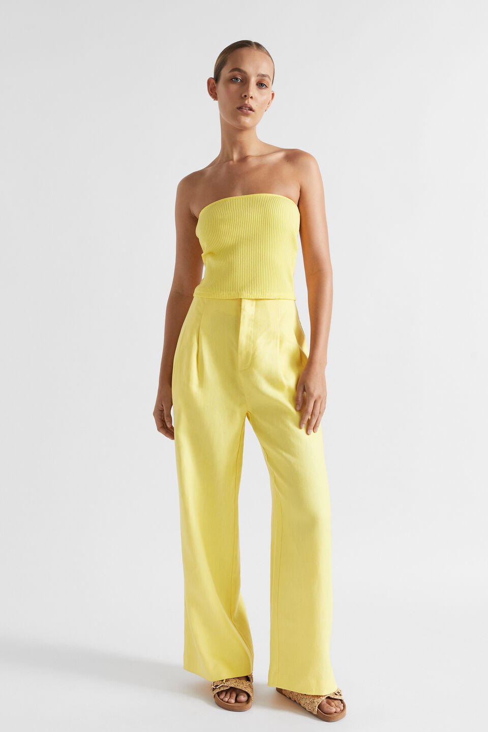 Rib Strapless Bodice  Lemon Drop