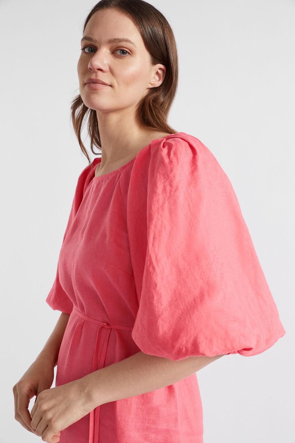 Linen Raglan Midi Dress  Wild Berry