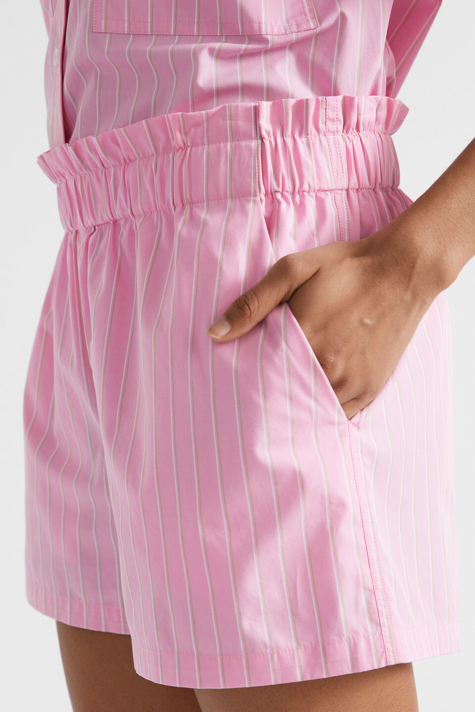 Poplin Stripe Short  Pink Gin Stripe