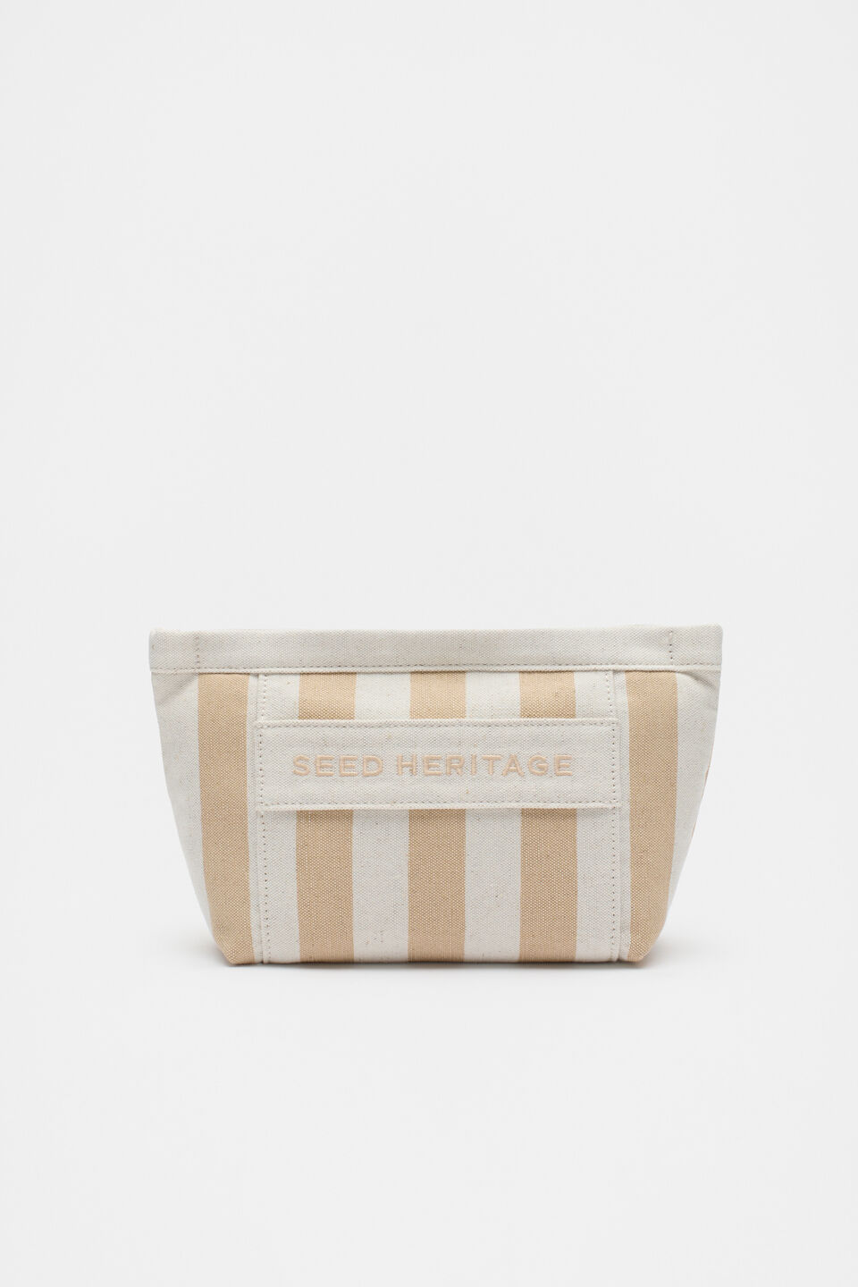 Small Logo Stripe Make Up Bag  Nougat
