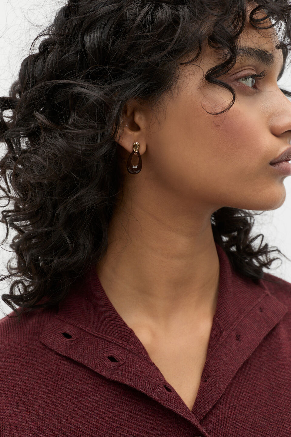 Enamel Small Drop Earring  Merlot