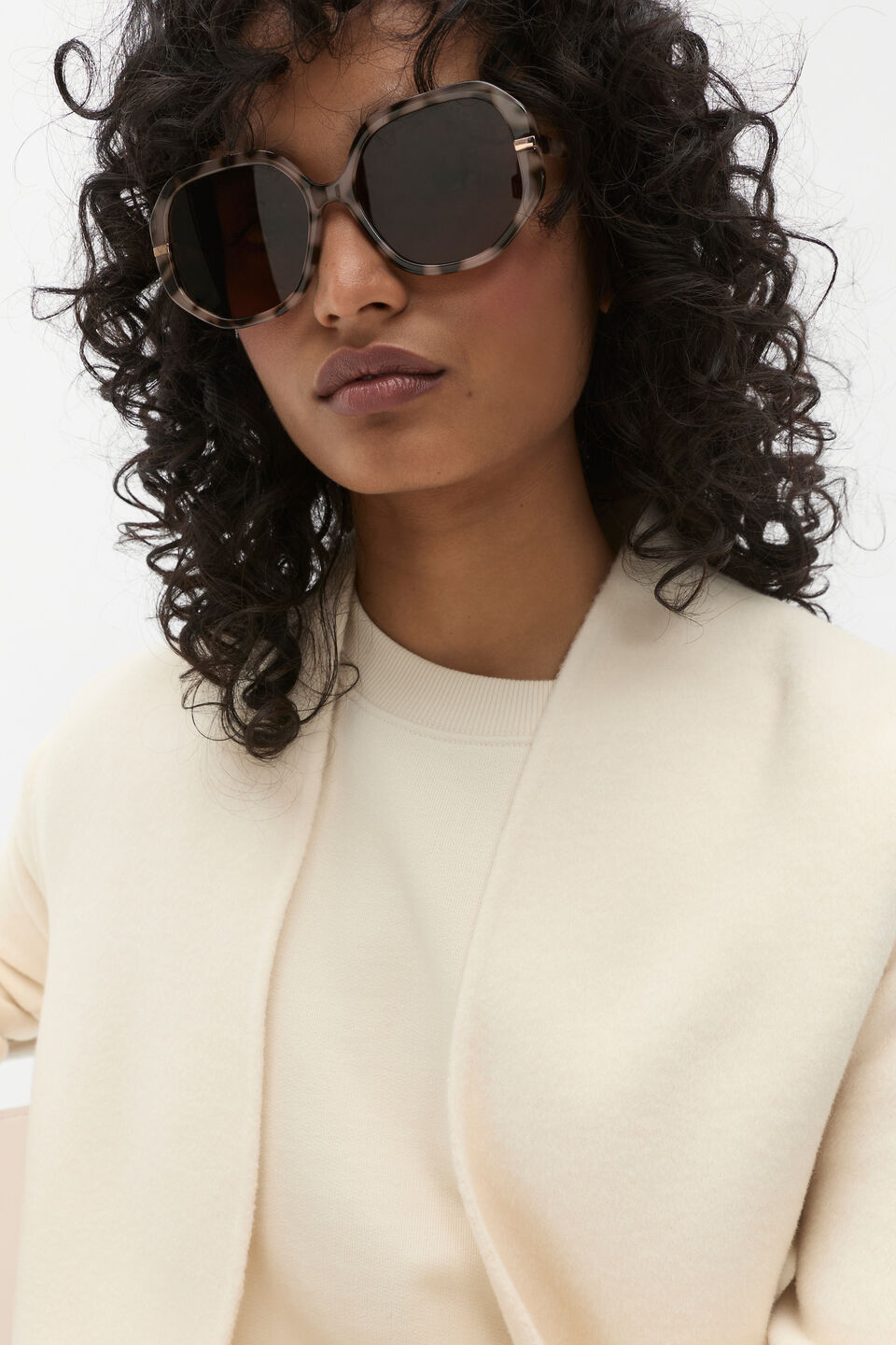 Clara Oversized Glam Sunglasses  Milky Tort