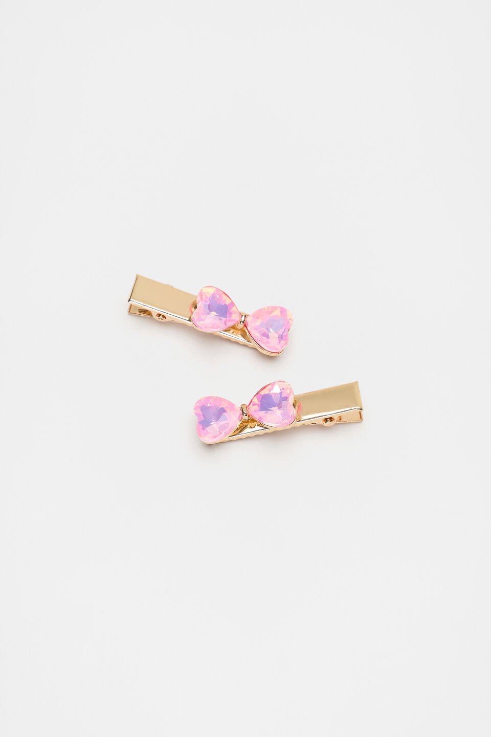 Crystal Bow Heart Duck Clips  Candy Pink