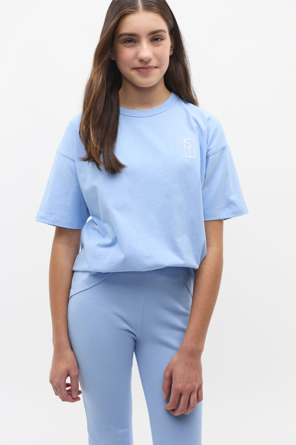 Oversized Logo Tee  Bright Sky