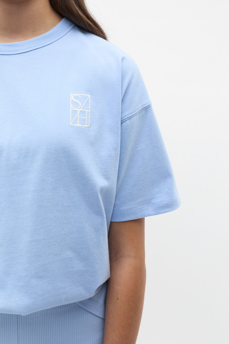 Oversized Logo Tee  Bright Sky